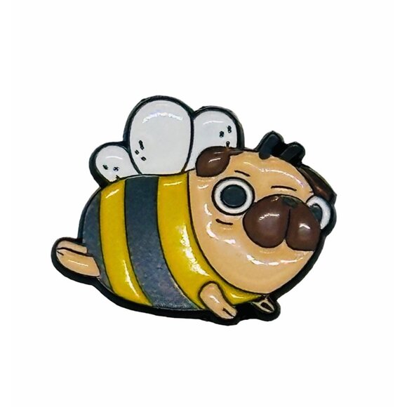 ✨Pug Bee Pug Enamel Pin Cartoon Animal Broch Cute Fat Yellow Jacket Kawaii Dog✨ - Picture 4 of 5